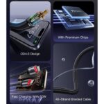 کابل کنفی فست شارژ Type-C به Type-C مدل CA181 طول ۱.۲ متر توان ۶۰ وات LED